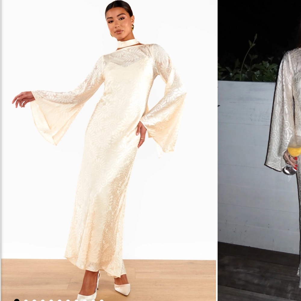 Elegant Cream Long Sleeve Dress